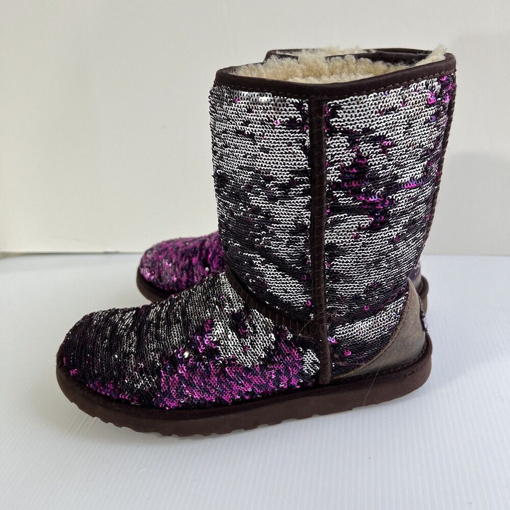 Ugg Boots Size 7 Stellar Sequin Reversible Purple… - image 3